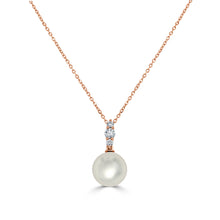 Load image into Gallery viewer, 14k Gold Diamond &amp; Pearl Drop Necklace