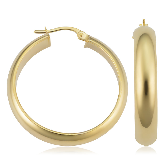 14K Gold Round Shape Hoop Earrings