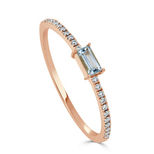 Load image into Gallery viewer, 14k Gold &amp; Aquamarine Baguette Stackable Ring