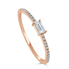 Load image into Gallery viewer, 14k Gold &amp; Diamond Baguette Stackable Ring