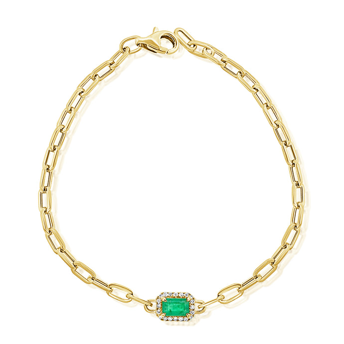14k Gold Diamond & Gemstone Link Bracelet