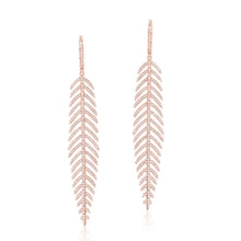 Load image into Gallery viewer, 14k Gold &amp; Diamond Feather Earrings
