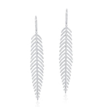 Load image into Gallery viewer, 14k Gold &amp; Diamond Feather Earrings