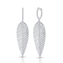 Load image into Gallery viewer, 14K Gold Diamond Feather Dangle Earring