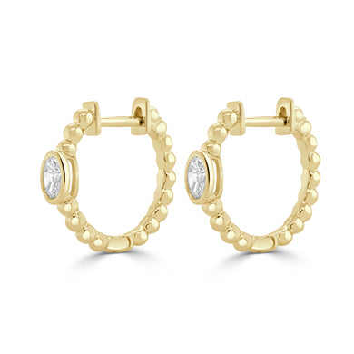 14K Gold Oval Cut Diamond Earrings