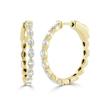Load image into Gallery viewer, 14K Gold &amp; Pear-Shape Diamond Hoop Earrings