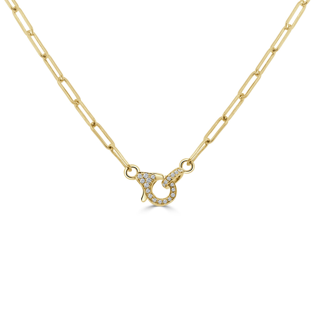 14k Gold & Diamond Paperclip Link Necklace