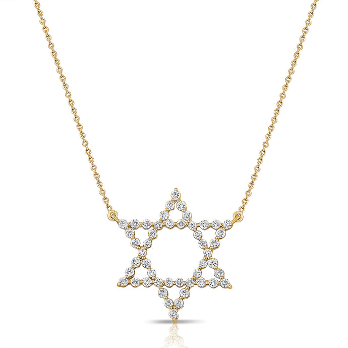 14K Gold Diamond Star of David Pendant Necklace