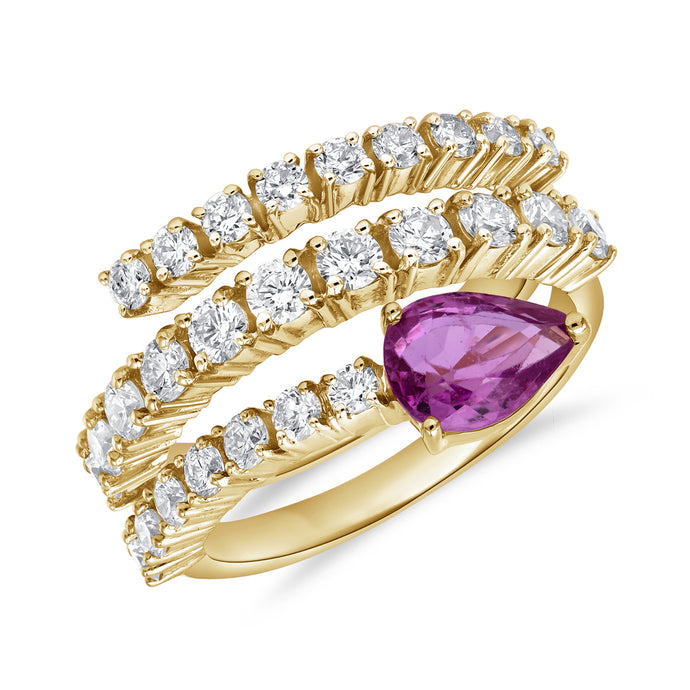 14K Gold Pink Sapphire & Diamond Ring