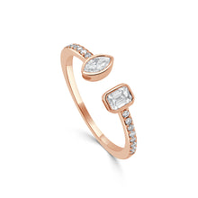 Load image into Gallery viewer, 14K Gold Marquise and Emerald Cut Open Diamond Ring