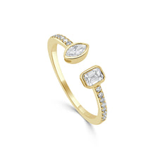Load image into Gallery viewer, 14K Gold Marquise and Emerald Cut Open Diamond Ring
