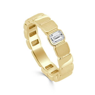 14K Gold Emerald Cut Diamond Ring