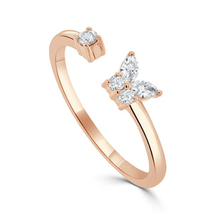 14K Gold Butterfly & Marquise Diamond Ring