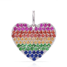 Load image into Gallery viewer, 14k Gold &amp; Rainbow Sapphire Heart Charm