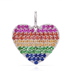 14k Gold & Rainbow Sapphire Heart Charm