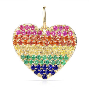 14k Gold & Rainbow Sapphire Heart Charm