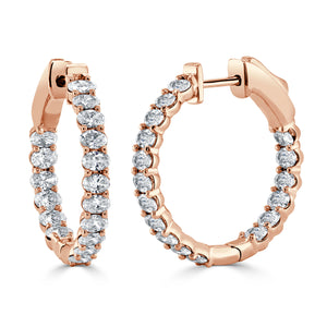 14K Gold & Oval Diamond Hoop Earrings