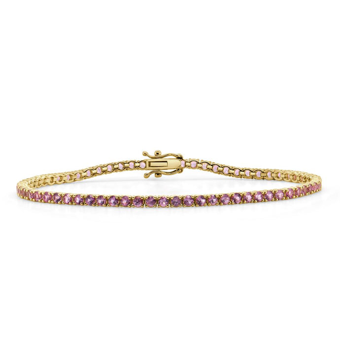 14k Gold & Pink Sapphire Tennis Bracelet