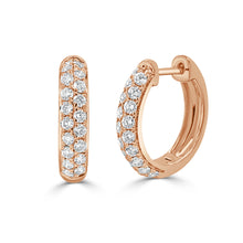 Load image into Gallery viewer, 14k Gold &amp; Diamond Double Row Hoop Earrings