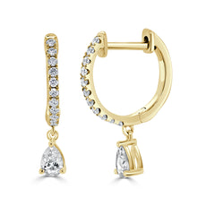Load image into Gallery viewer, 14K Gold &amp; Diamond Pear-Shape Drop Huggie Earrings