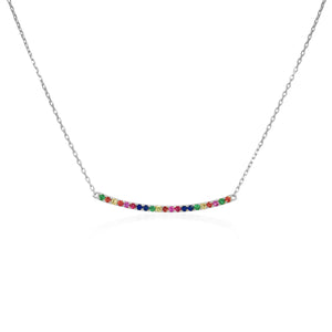 14k Gold & Rainbow Sapphire Bar Necklace