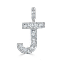 Load image into Gallery viewer, 14k Gold &amp; Baguette Diamond Large Initial Pendant