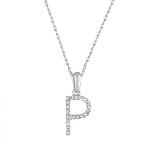 14k Gold & Diamond Initial A-Z Necklace Pendant 16-18" Inches