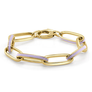 14k Gold Light Purple Enamel Paperclip Link Bracelet