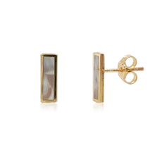 Load image into Gallery viewer, 14k Gold &amp; Mother of Pearl Inlay Bar Stud Earrings