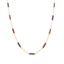 Load image into Gallery viewer, 14k Gold &amp; Amethyst Bar Station Necklace