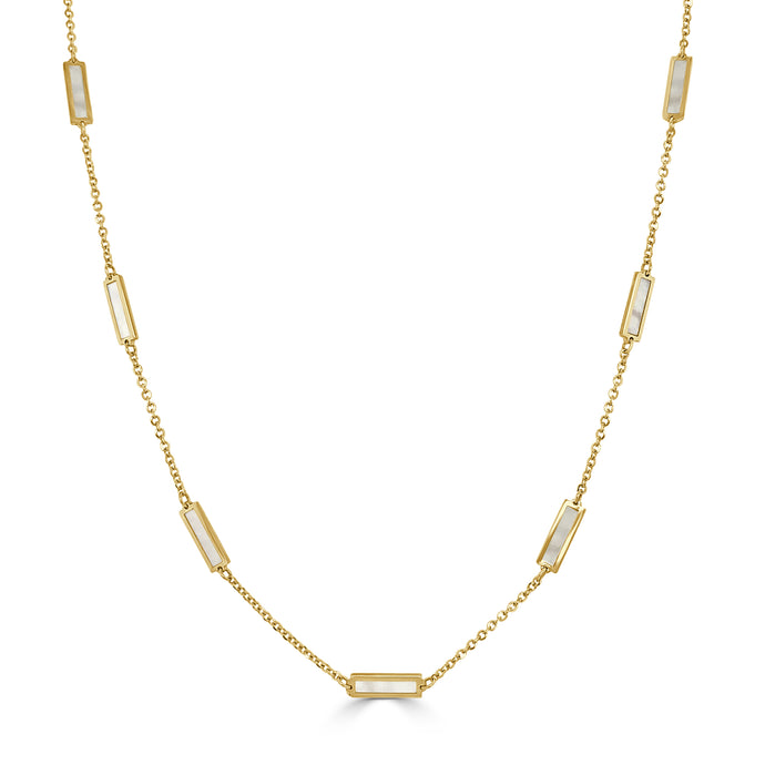14k Gold & Pearl Station Necklace
