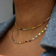 Load image into Gallery viewer, 14K Gold &amp; Rainbow Inlay Bar Necklace