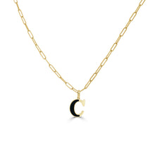 Load image into Gallery viewer, 14k Gold &amp; Onyx Initial Necklace -Small