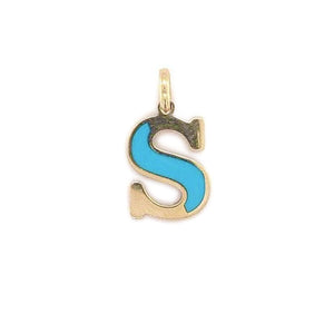 14k Gold & Turquoise Initial Necklace - Small