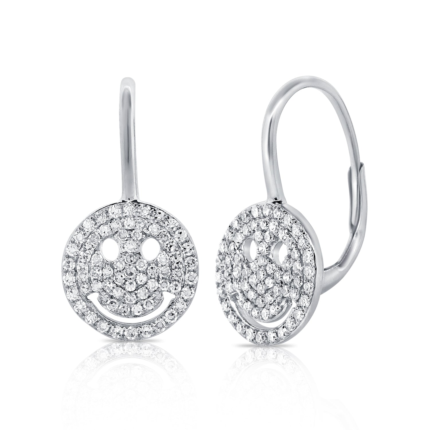 14k Gold Diamond Smiley Face Earrings – Sabrina Design
