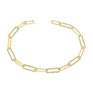 14k Gold & Diamond Paperclip Link Bracelet