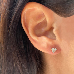 14k Gold & Diamond Heart Stud Earrings