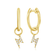 Load image into Gallery viewer, 14k Gold &amp; Diamond Lightning Bolt Earrings