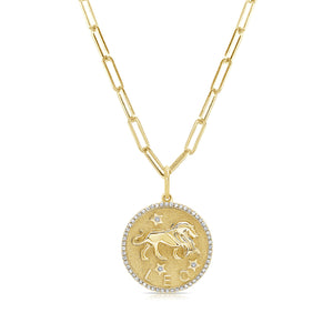 14k Gold & Diamond Zodiac Charm - Leo