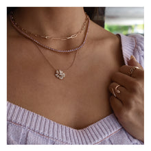 Load image into Gallery viewer, 14k Gold &amp; Pink Sapphire Tennis Necklace