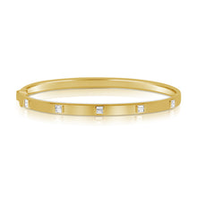 Load image into Gallery viewer, 14K Gold &amp; Baguette Diamond Bangle
