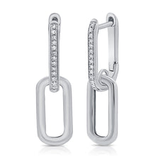 Load image into Gallery viewer, 14k Gold &amp; Diamond Paperclip Link Dangle Earrings