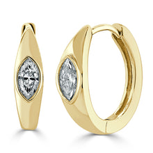 Load image into Gallery viewer, 14k Gold &amp; Marquise Diamond Huggie Earrings