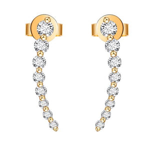 14k Gold & Diamond Ear Climber Earrings