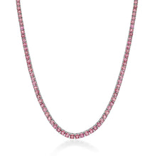 Load image into Gallery viewer, 14k Gold &amp; Pink Sapphire Tennis Necklace