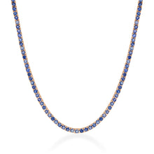 Load image into Gallery viewer, 14k Gold &amp; Blue Sapphire Tennis Necklace