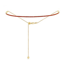 Load image into Gallery viewer, 14k Gold &amp; Red Ruby Adjustable Tennis Choker Necklace
