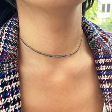 Load image into Gallery viewer, 14k Gold &amp; Blue Sapphire Adjustable Tennis Choker Necklace