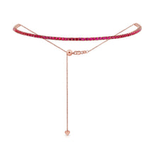 Load image into Gallery viewer, 14k Gold &amp; Red Ruby Adjustable Tennis Choker Necklace