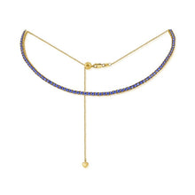 Load image into Gallery viewer, 14K Gold &amp; Blue Sapphire Choker Tennis Necklace